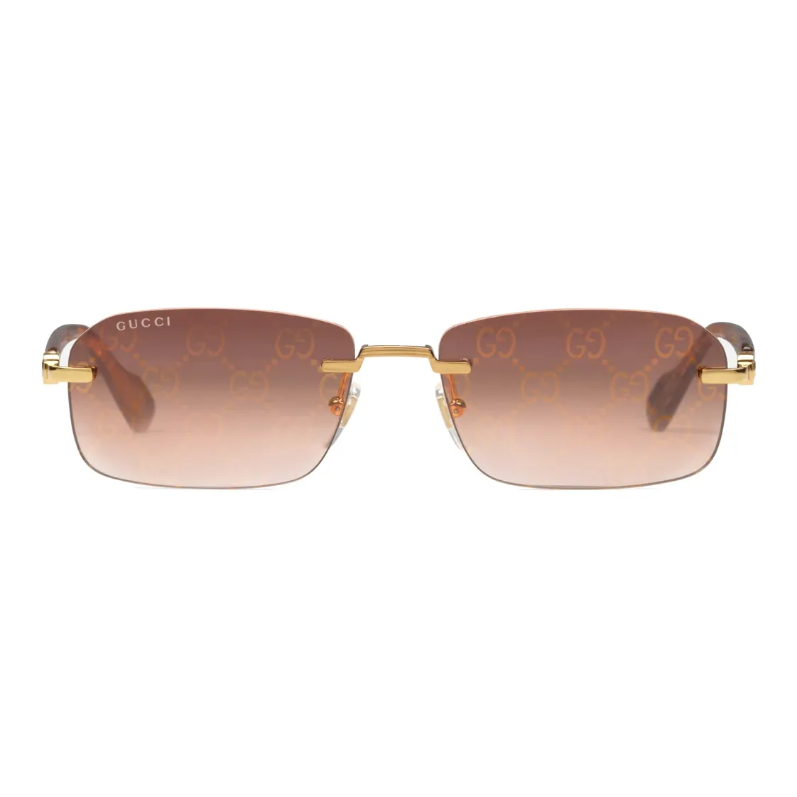 GUCCI Metal Rectangular Sunglasses Men's Gold