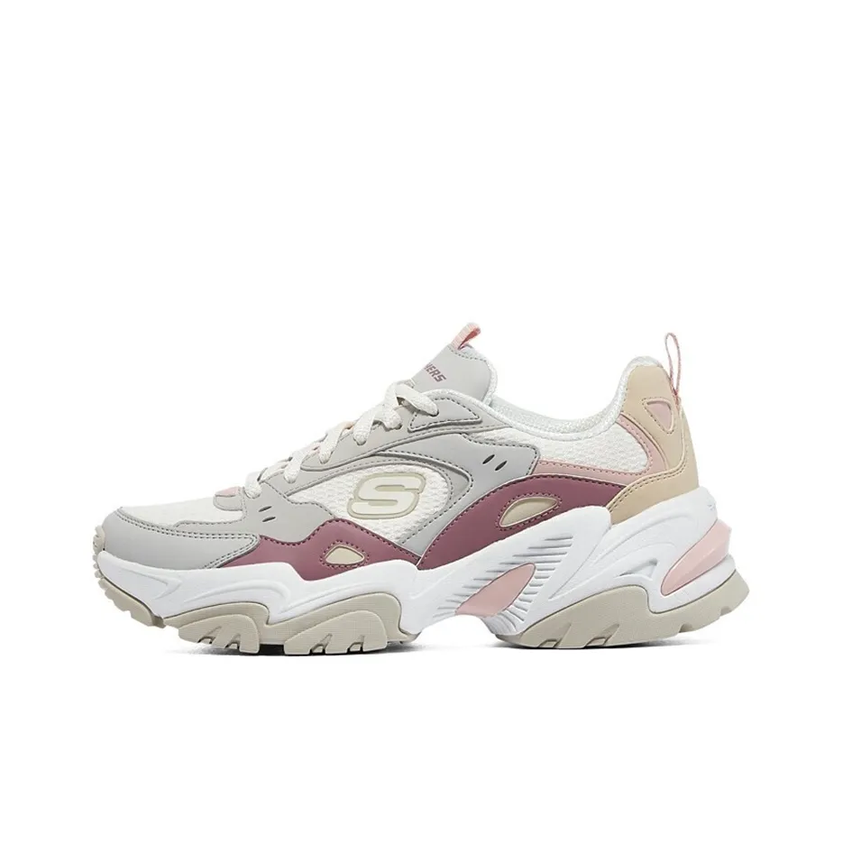 Skechers Stamina V2 Low Топ Толстая подошва Кроссовки Женские Серый Белый Красный