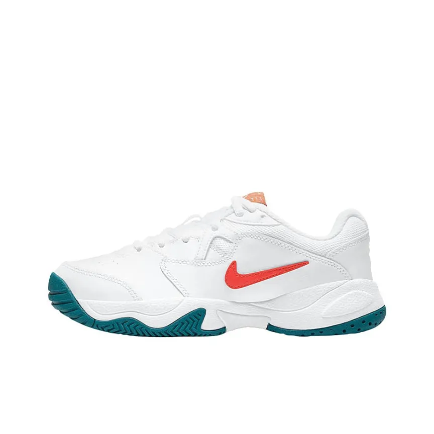 Nike Court Lite 2 Амортизаторы Шок Резистентные к Износу Низкий Топ Кроссовки с Толстой Подошвой Женские Белые Синие
