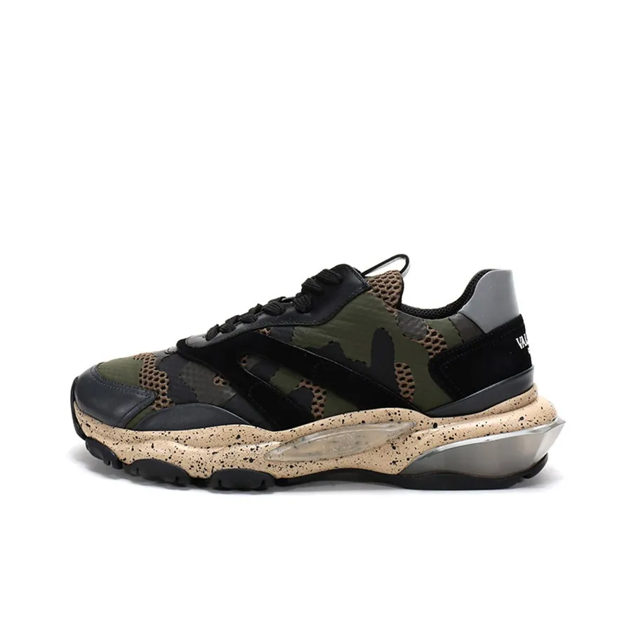 Valentino Bounce Low-Top Chunky Sneakers Men's Army Green Black Multicolor Old-fashioned