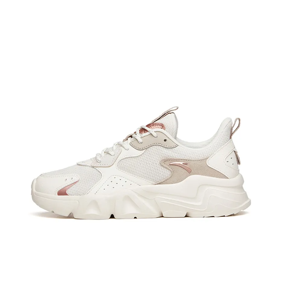 Anta Life Collection Anti Slip Wear Resistant Low Top Chunky Sneakers Women's White Gray Gold