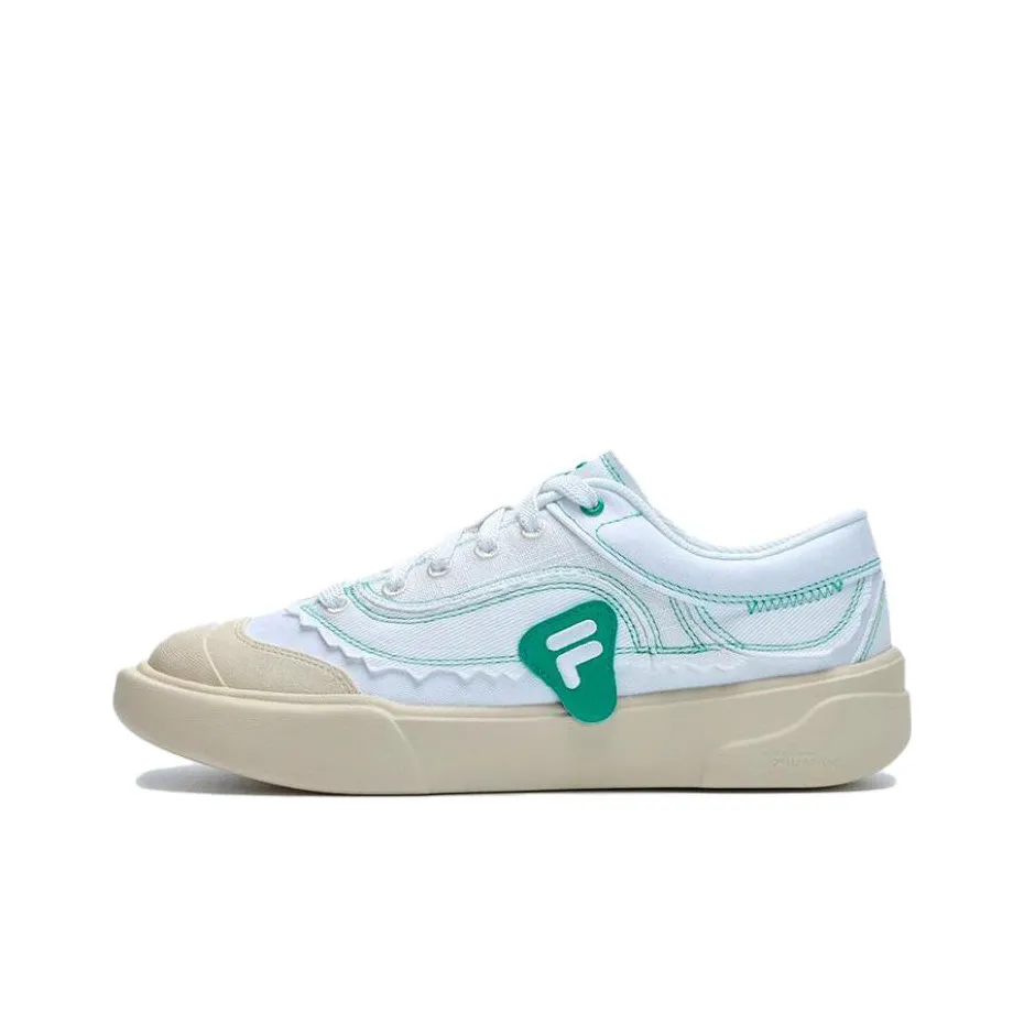 FILA FUSION CURVE Sealed Coating Curve Low Top Canvas Shoes Women's White Brown