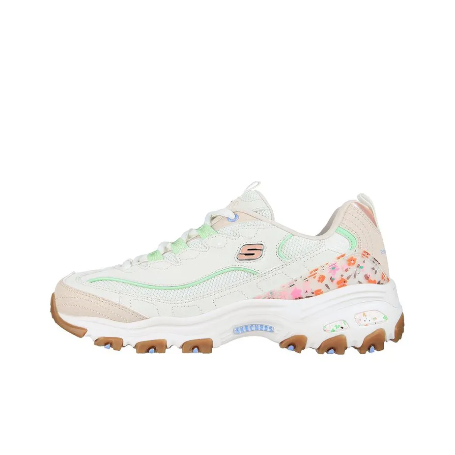 Skechers D'LITES 1,0 Low Топ Толстая подошва Кроссовки Женские Белые Розовые