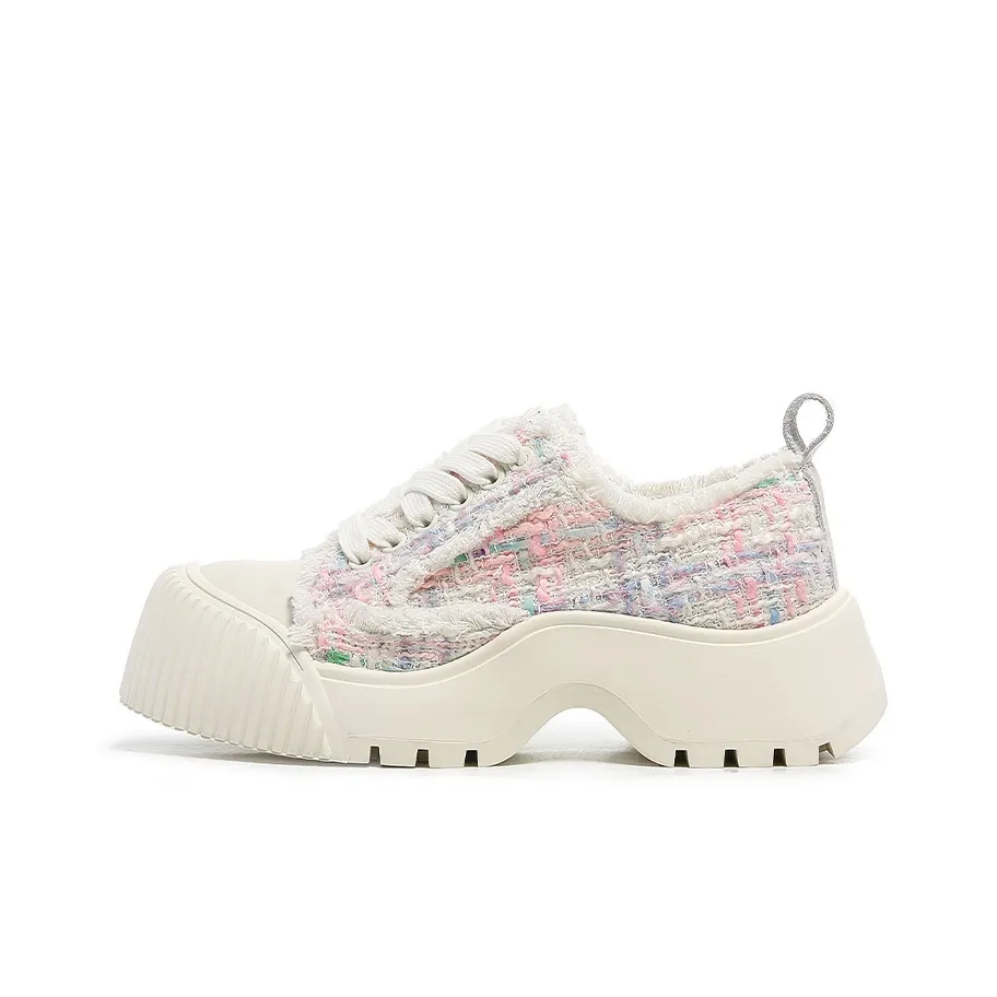 BLOCCO5 CHANEL Inspired Мода Печенье Обувь Кеды 4,5 см Женские Розовый