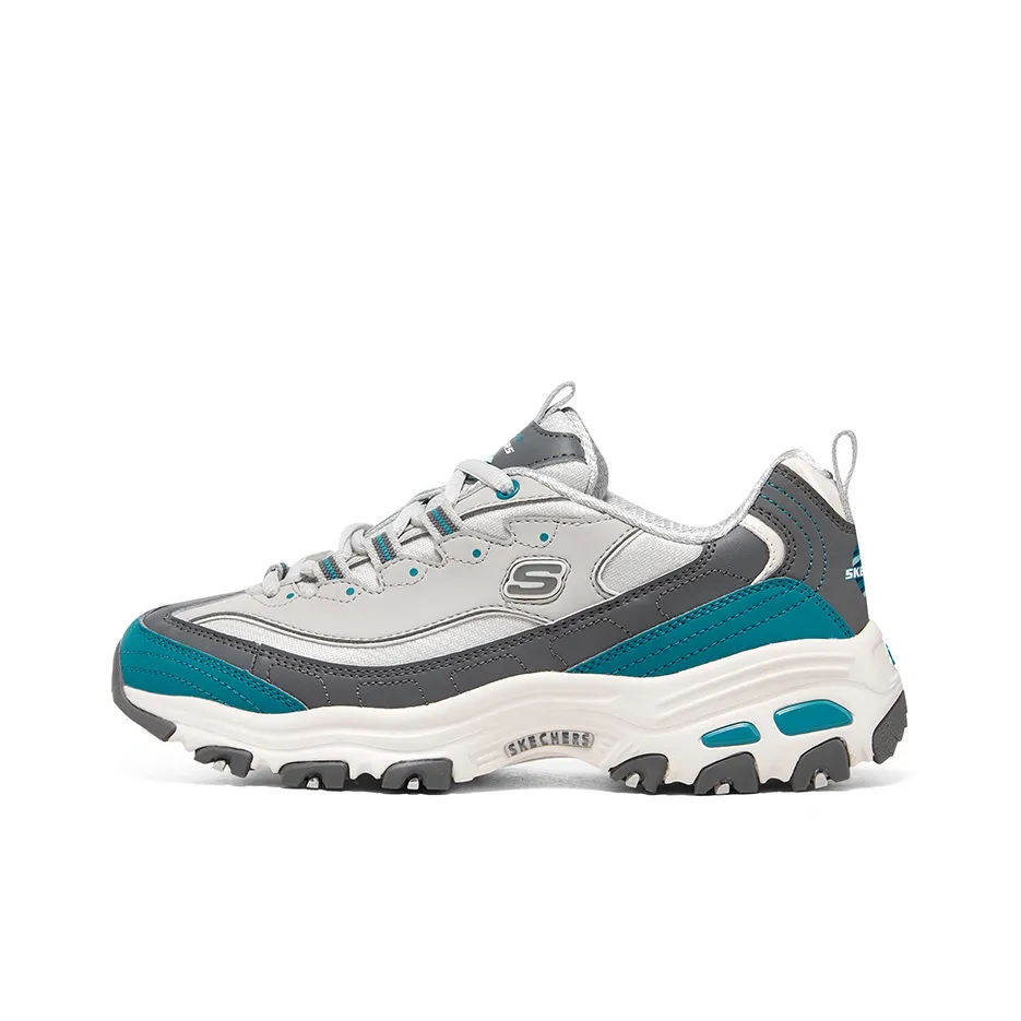 Skechers D'LITES 1,0 Uranus Low Топ Толстая подошва Кроссовки Женские Белые Синие Серые