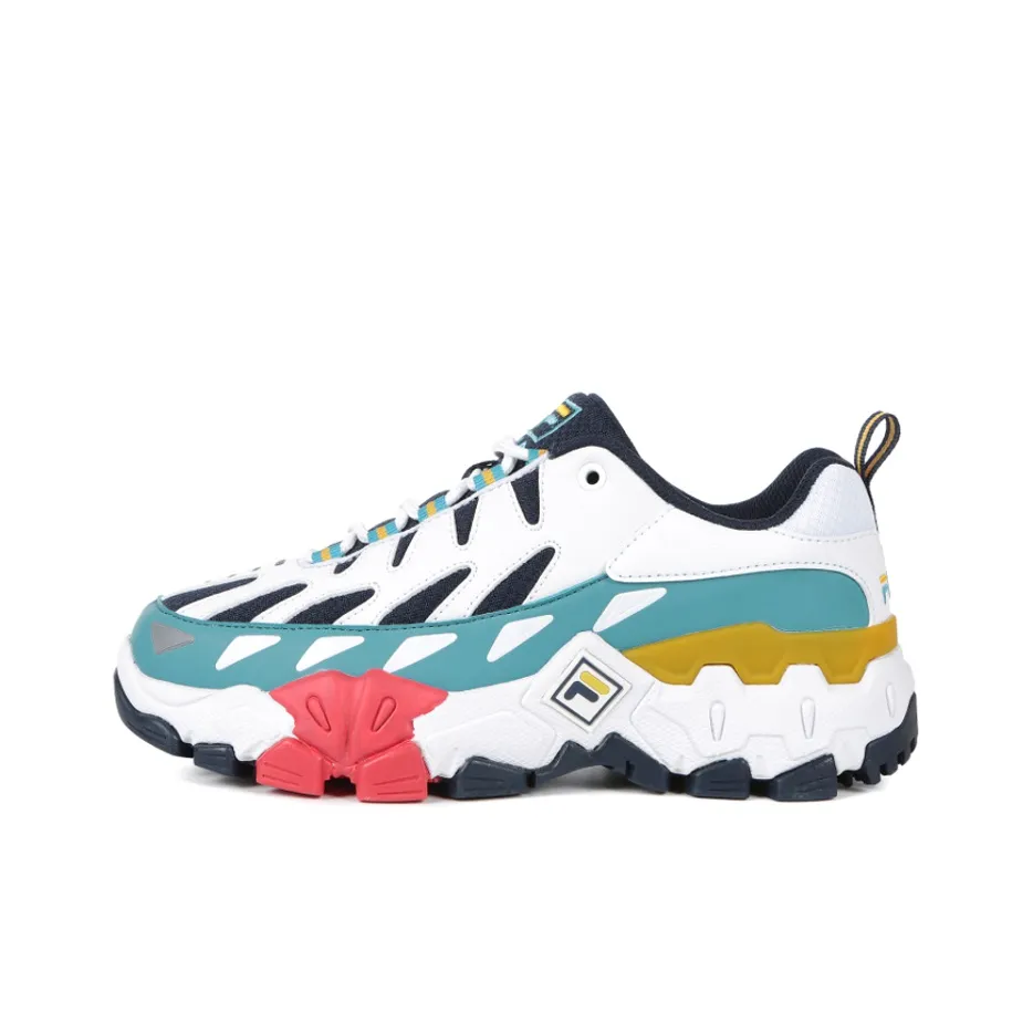 FILA Raid Дышащий Низкий Топ Кроссовки с Толстой Подошвой Унисекс Белый Зеленый Красный