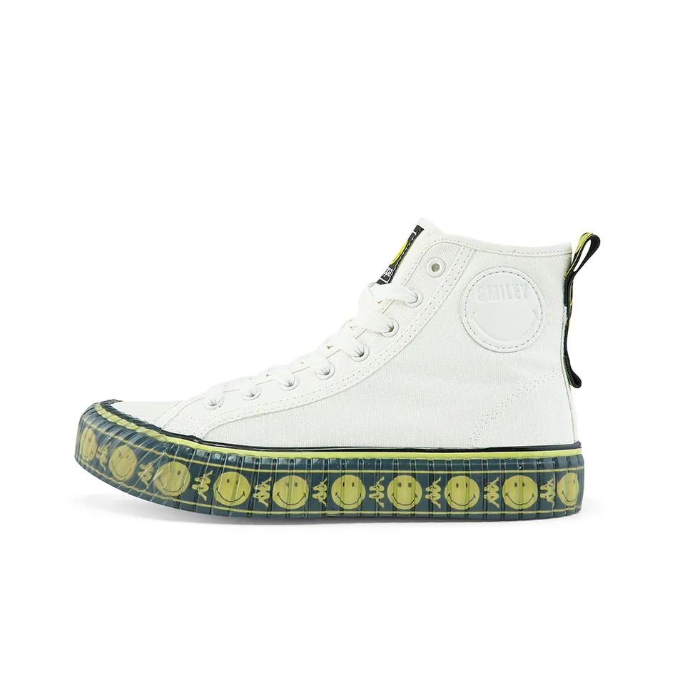 Kappa SMILEY Collaboration Abrasion Resistant High Top Canvas Shoes Unisex