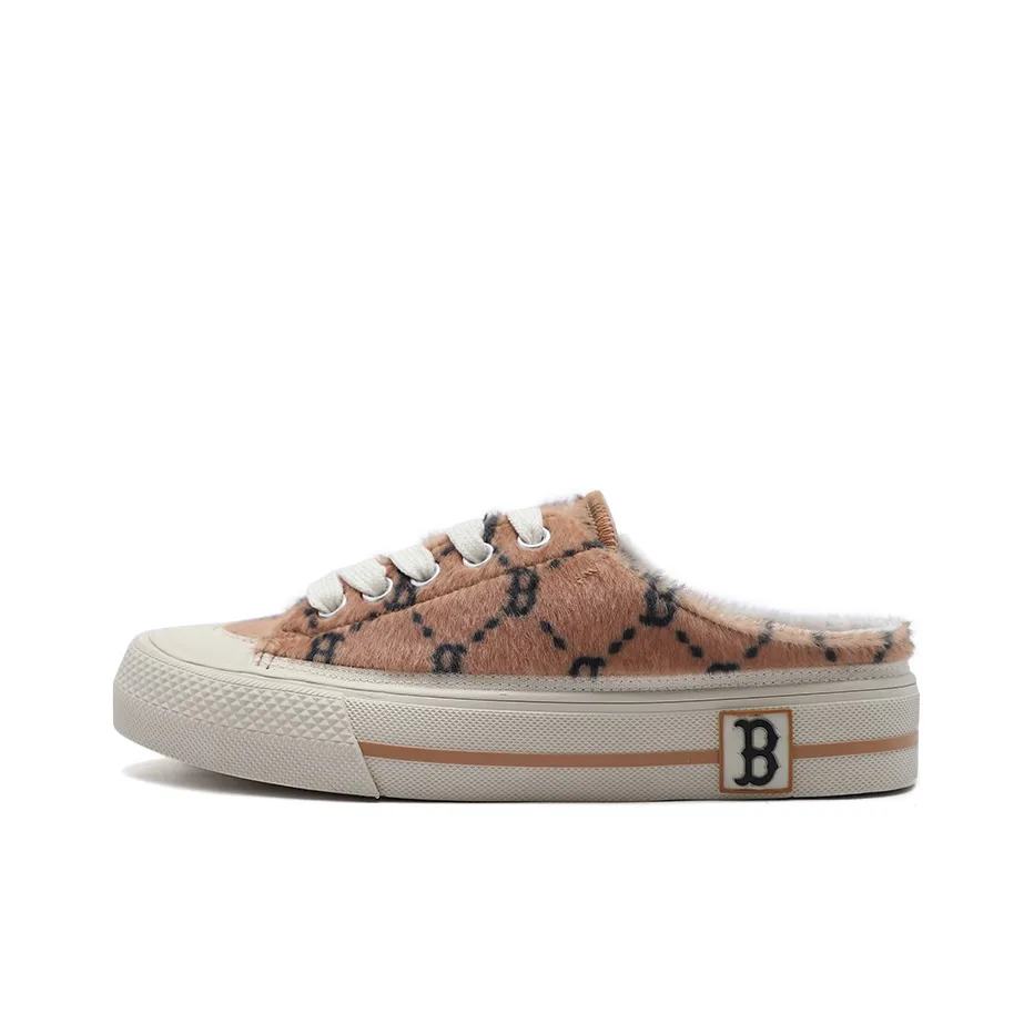 Mlb Base Logo Playball Mule Low Топ Кеды Унисекс Темно-бежевый Желтый