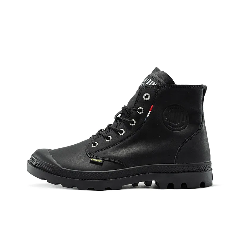 Palladium Pampa Hi Ul Leather II Anti Slip And Wear Resistant Breathable High Top Canvas Shoes Unisex Black
