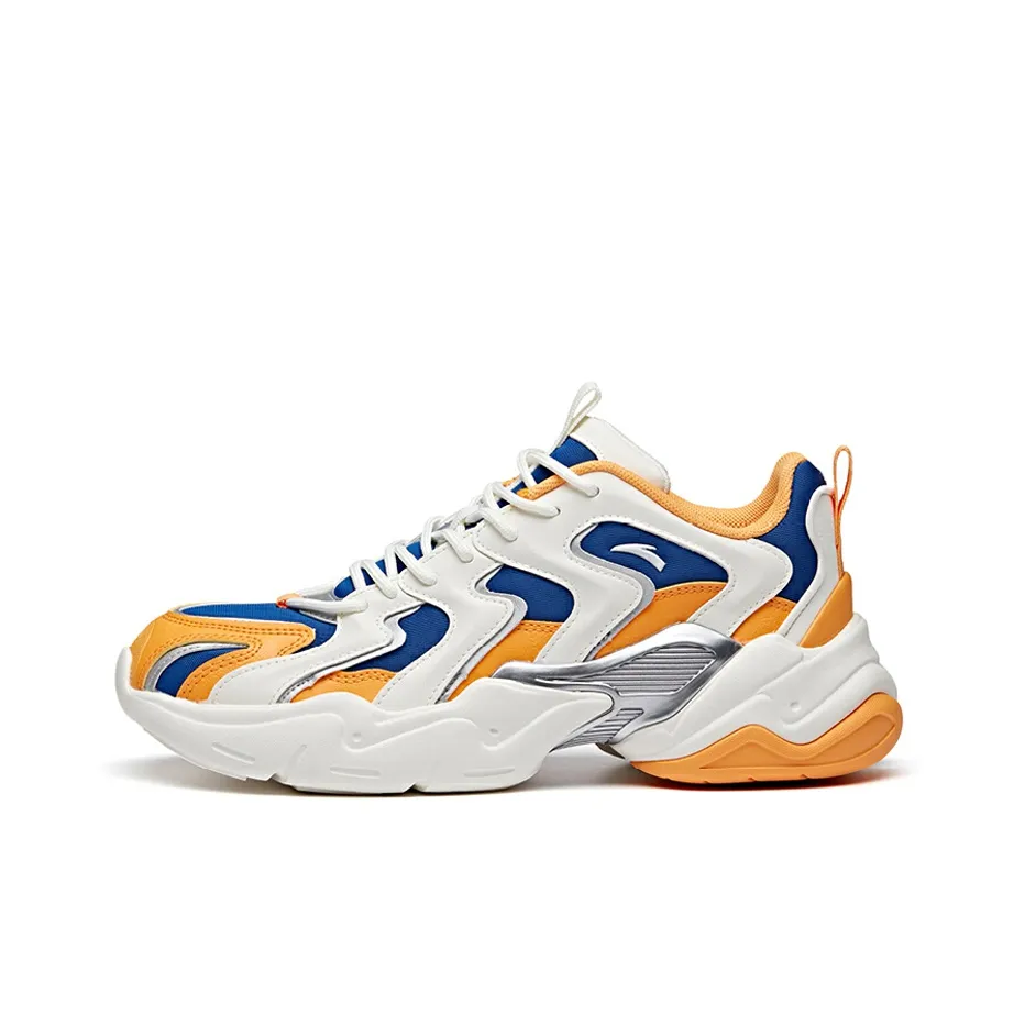 Anta All Over Victory Anti Slip Wear Resistant Low Top Chunky Sneakers Men's White Yellow Blue