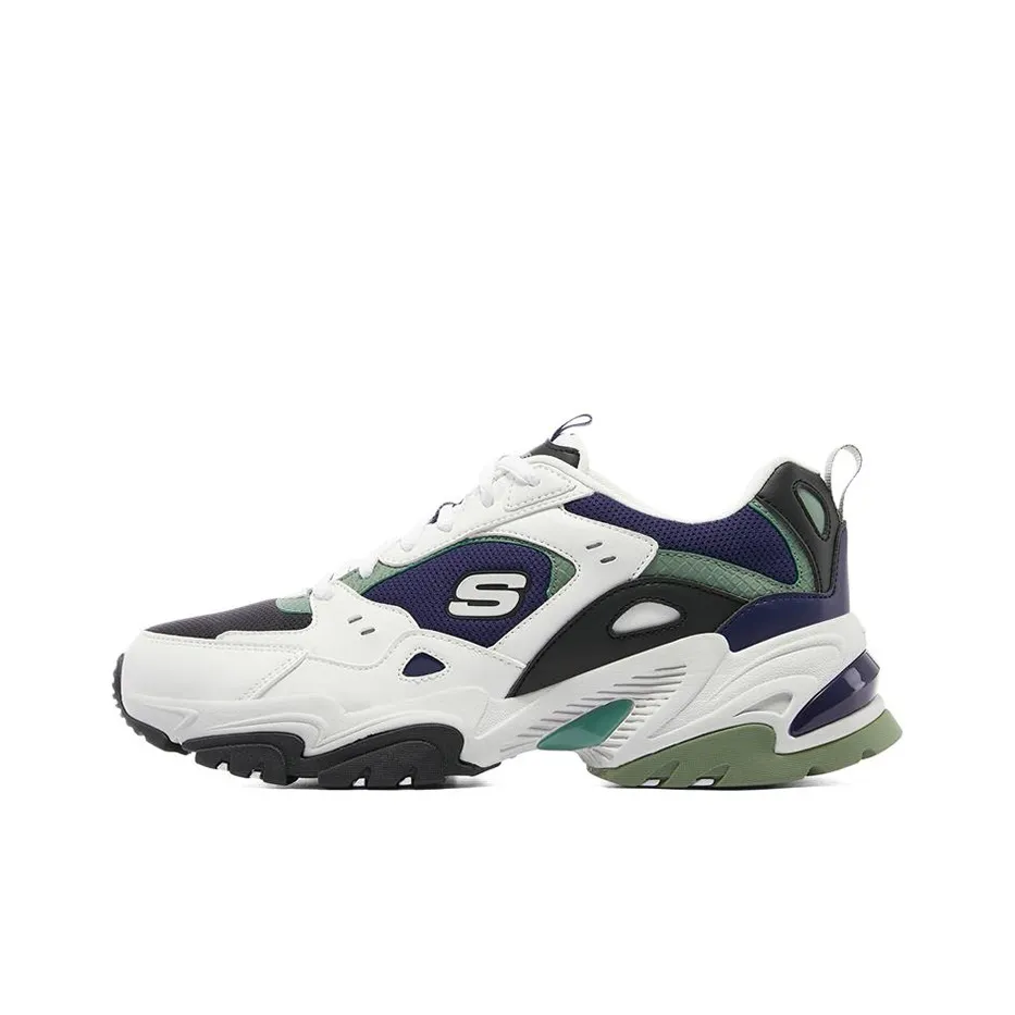 Skechers Stamina V2 Low Top Chunky Sneakers Men's White Black Blue