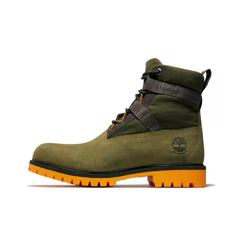Timberland Heritage 6 Inch Waterproof Leather And Fabric Boot 'Dark Green Nubuck'