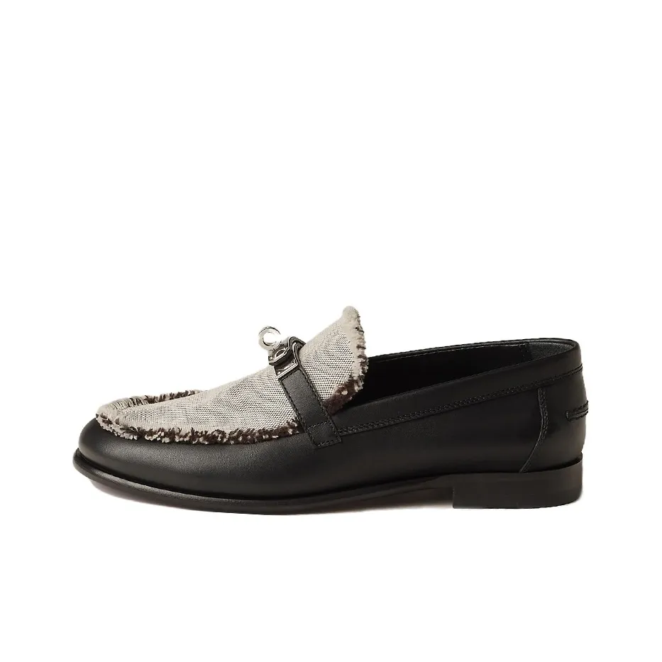 HERMES Destin Loafers Women
s Gray Black