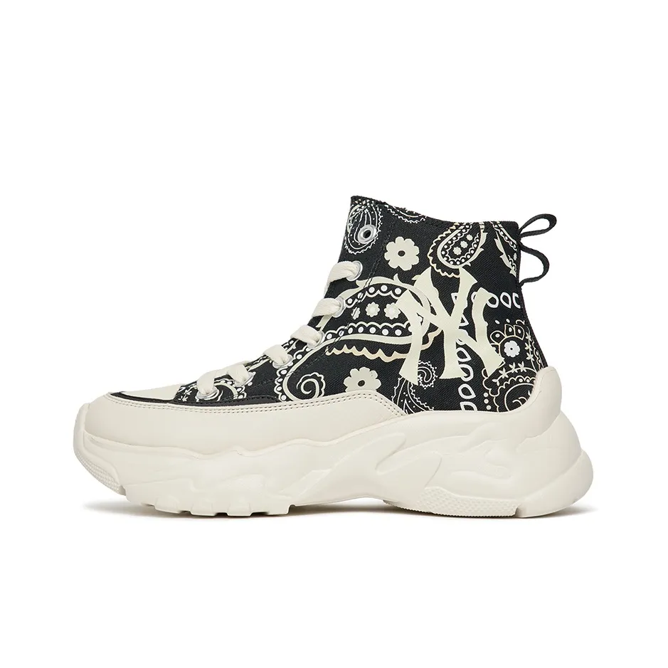 MLB Chunky High Slip Resistant, Abrasion Resistant Cushioning High Top Canvas Shoes Unisex White Black