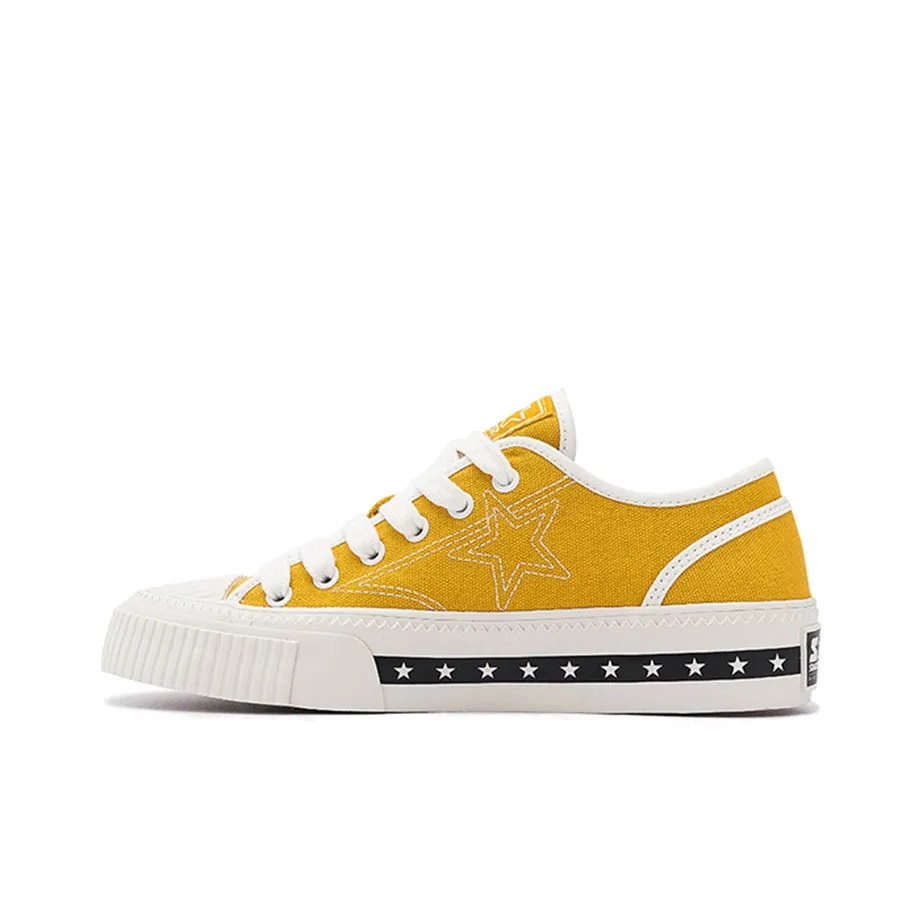 STARTER Stars Shoes, Lace Up Non slip Lightweight Low Top Canvas Shoes Unisex Yellow