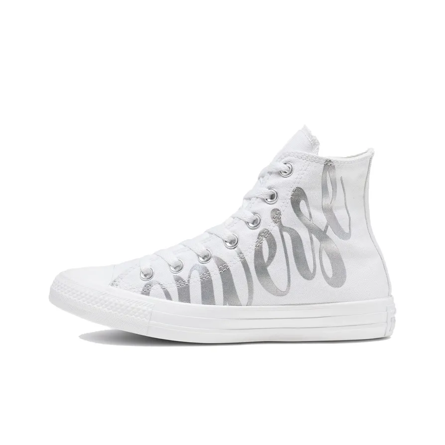 Converse Women's Chuck Taylor All Star High 'Metallic Script Logo White' Women's