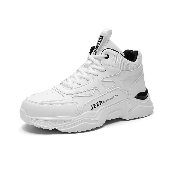 JEEP SPIRIT Abrasion Resistant, Waterproof, Lightweight, Thermal Mid Top Chunky Sneakers Men's White