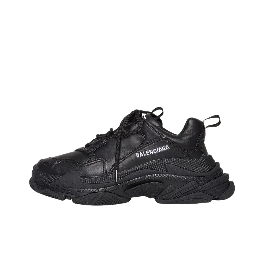 Balenciaga Triple S Synthetic Leather Triple Black Women's