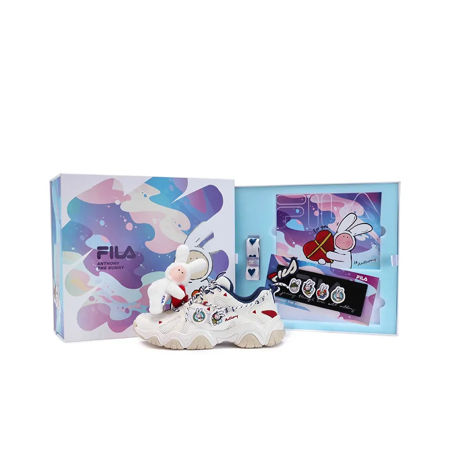 ANDONGNIBUERTU x FILA Коллаборация Edition обувь с кошачьей лапой низкий топ кроссовки с толстой подошвой женские красно-белые набор в подарочной коробке