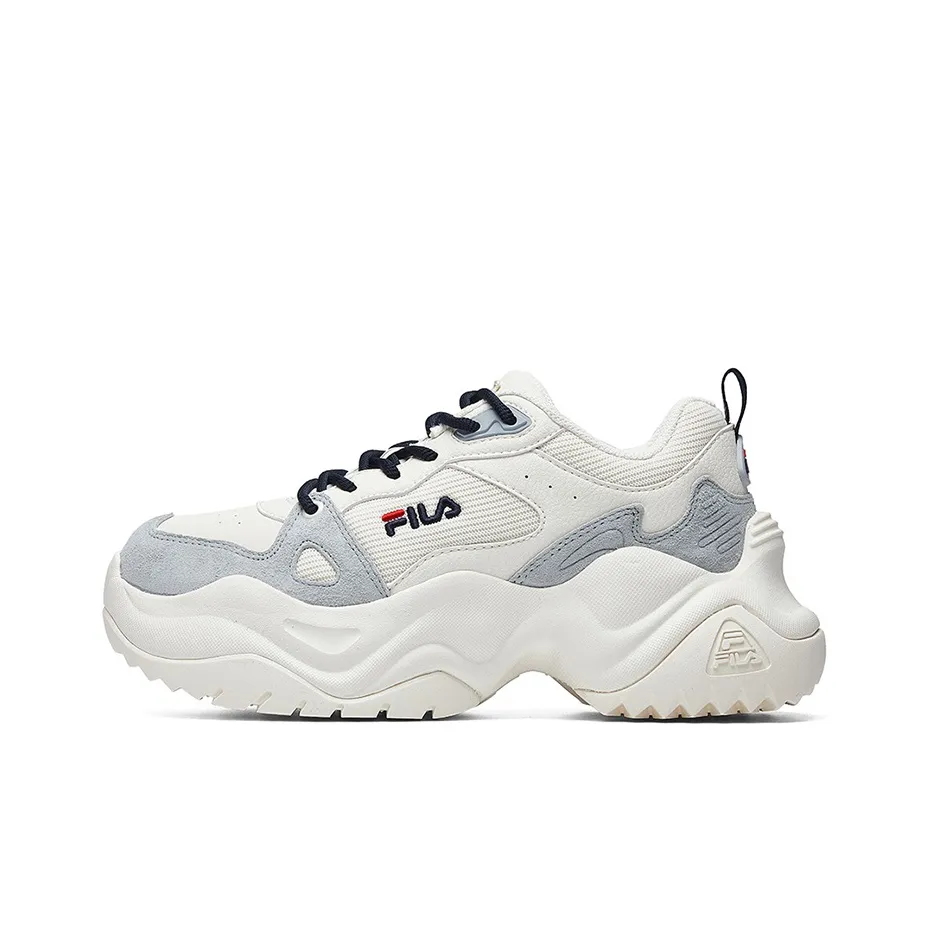 FILA Pose Амортизация Износостойкий Низкий Топ Толстая Подошва Кроссовки Женские Белые Серые