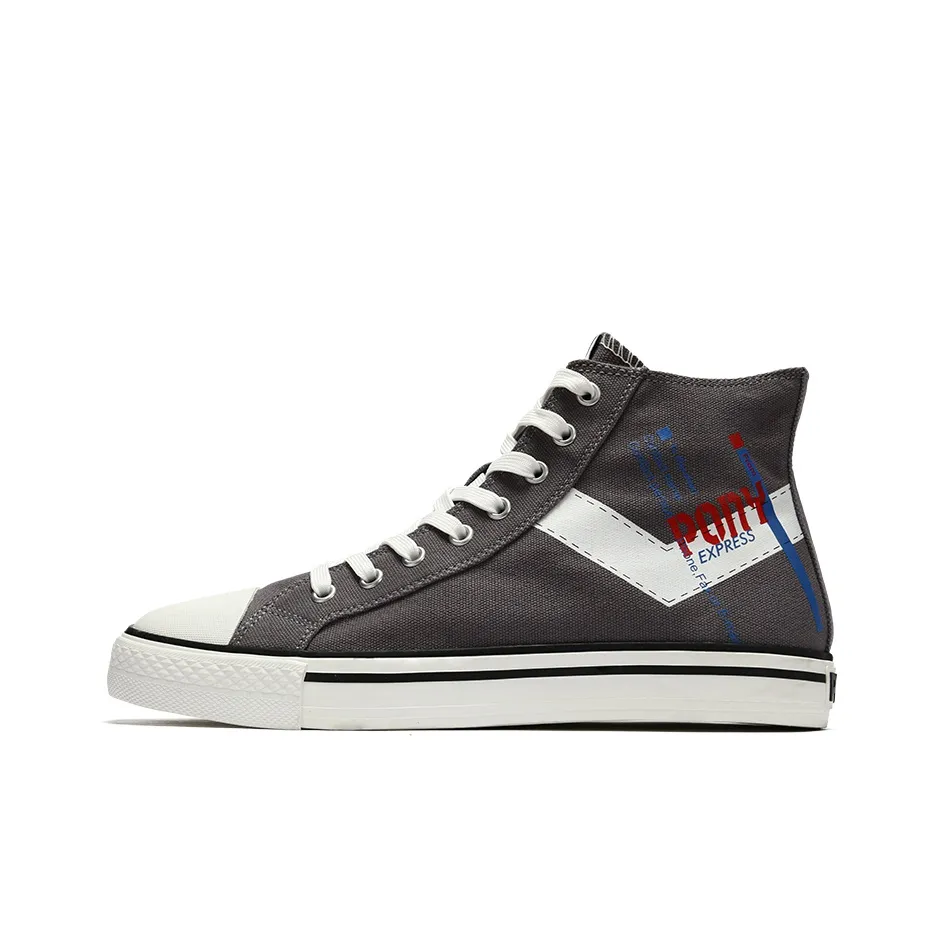 PONY Shooter Износостойкие Высокие Кеды Унисекс Серый Белый