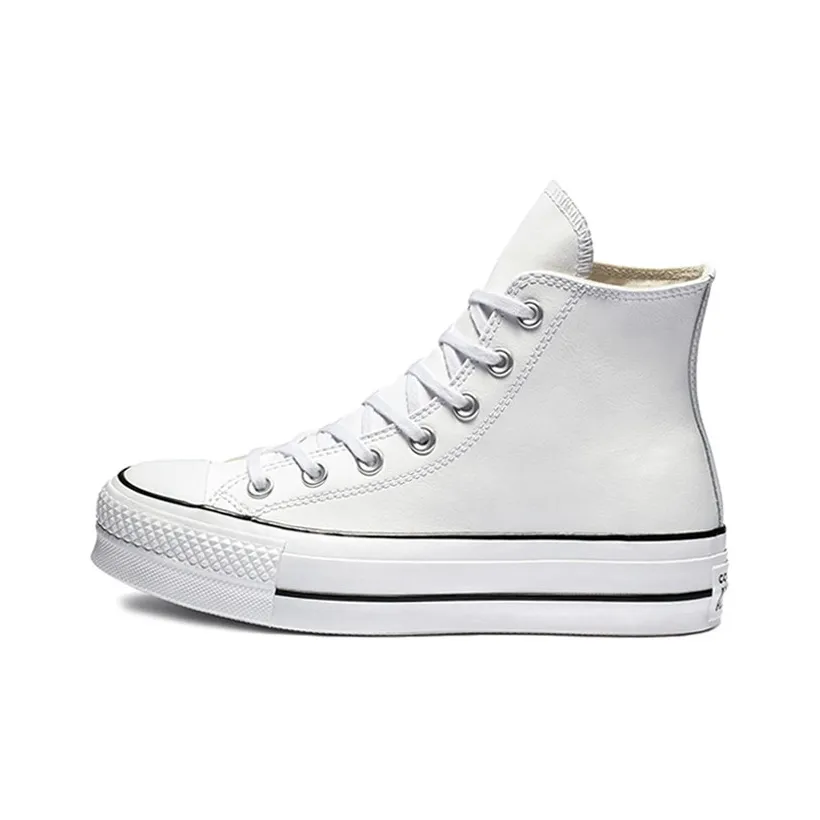 Converse Chuck Taylor All Star Платформа Clean Кожа Высокие Кеды Женские Белые Черные