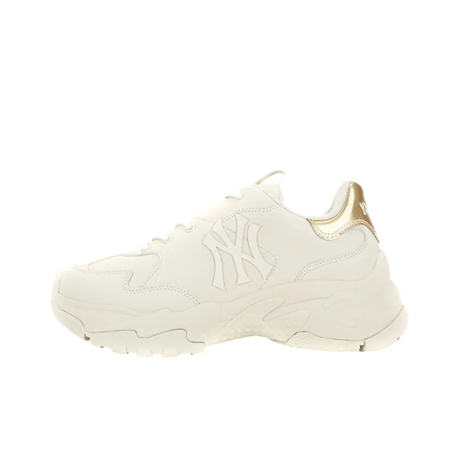 MLB Big Ball Chunky Shiny New York Yankees Anti Slip Wear Resistant Low Top Chunky Sneakers Unisex Ivory White