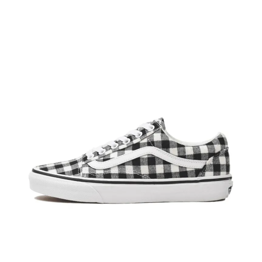 VANS Old Skool Collection GINGHAM Низкие кеды Женские Черно-белые Шахматная доска