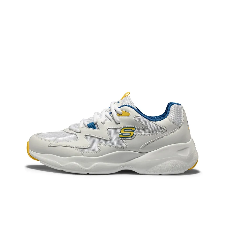 Skechers D'LITES Durable Breathable Low Top Chunky Sneakers Men's White Yellow Blue