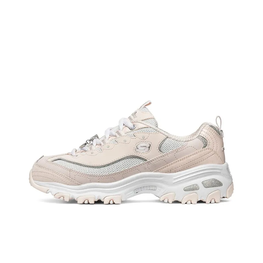 Skechers D'LITES 1,0 10th Anniversary Diamond Low Top Cushioned Sneakers Women's White Pink