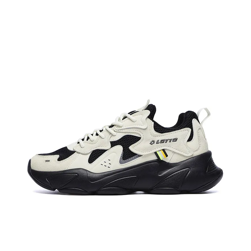 LOTTO Crocodile Teeth Cushioned Slip Resistant Low Top Chunky Sneakers Men's Beige White Black