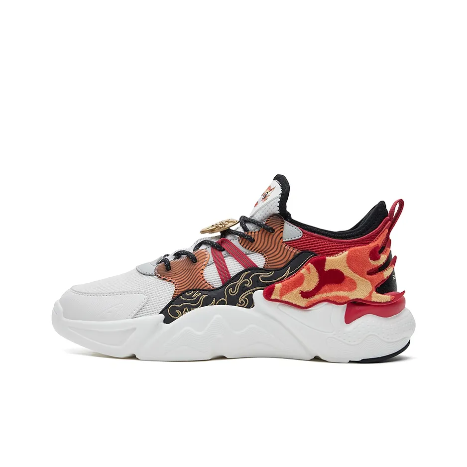 Erke Anti Slip Wear Resistant Low Top Chunky Sneakers Women's White Red