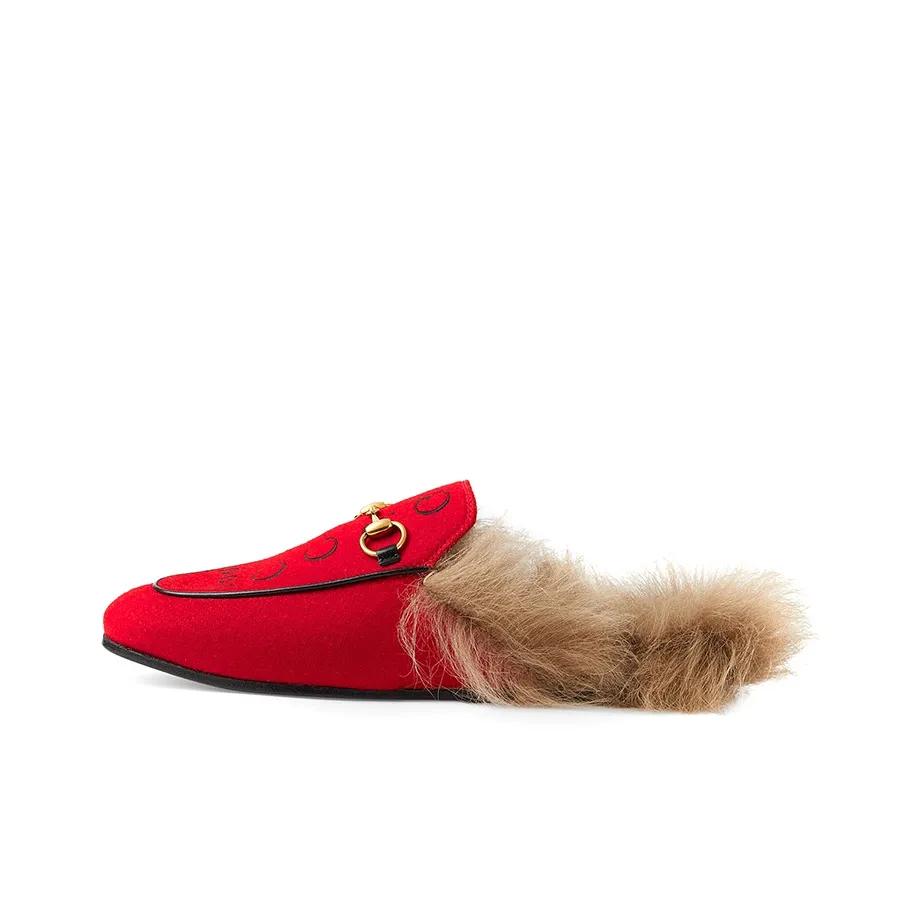 GUCCI 2015 Re Edition Princetown Closed Toe Slippers Women's Red