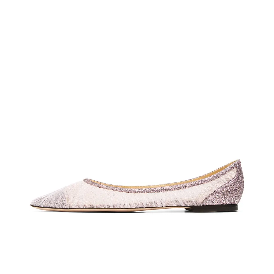 Jimmy Choo LOVE Flat Zhou Yangjie Flat Shoes Women's Soft Pink