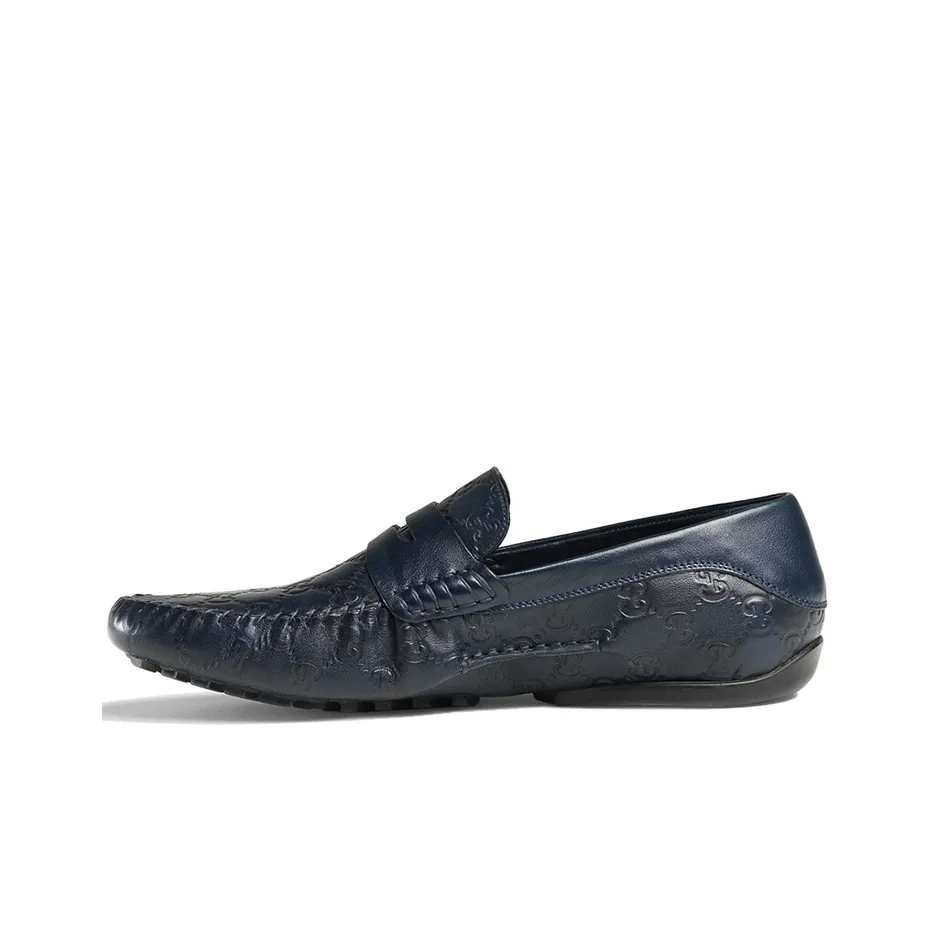 GUCCI Penny Slip On Loafers 'Navy Blue Leather'