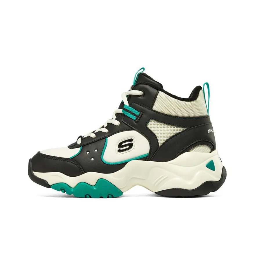 Skechers D'LITES 3,0 High Топ Толстая подошва Кроссовки Женские Черный Белый Зеленый