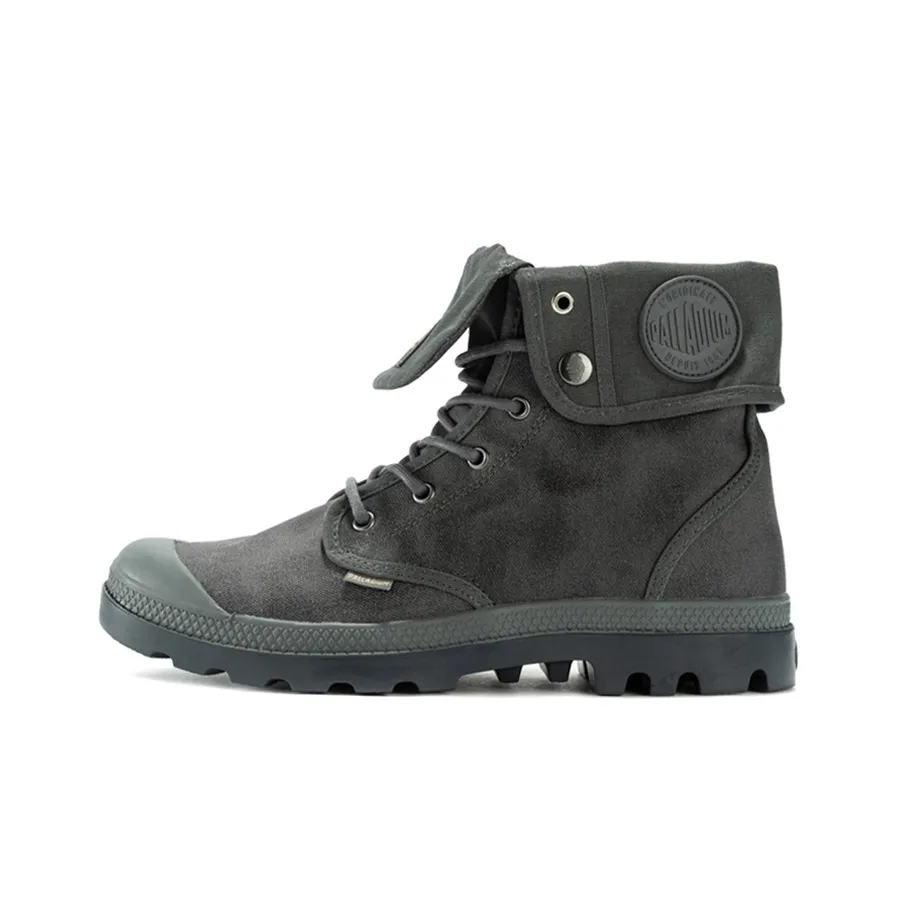Palladium Pampa Baggy Wax Sahara Abrasion Resistant Breathable Slip Resistant High Top Canvas Shoes Unisex Alloy Gray