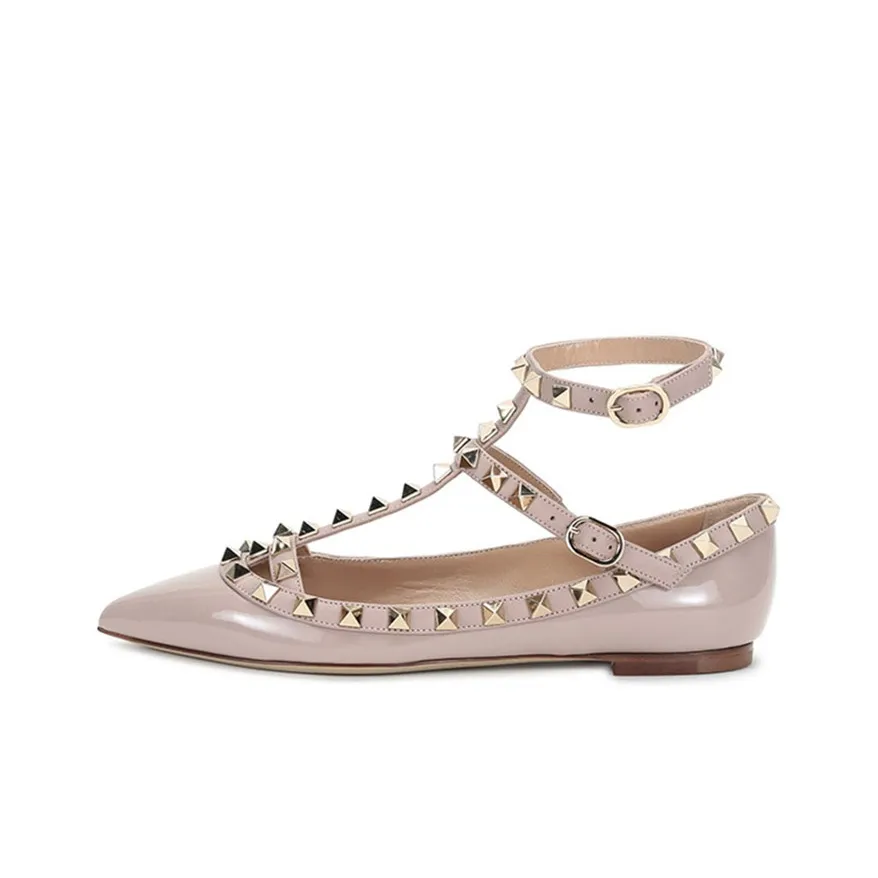 Valentino Rockstud GARAVANI Casual Single Shoes Women's Gray Pink