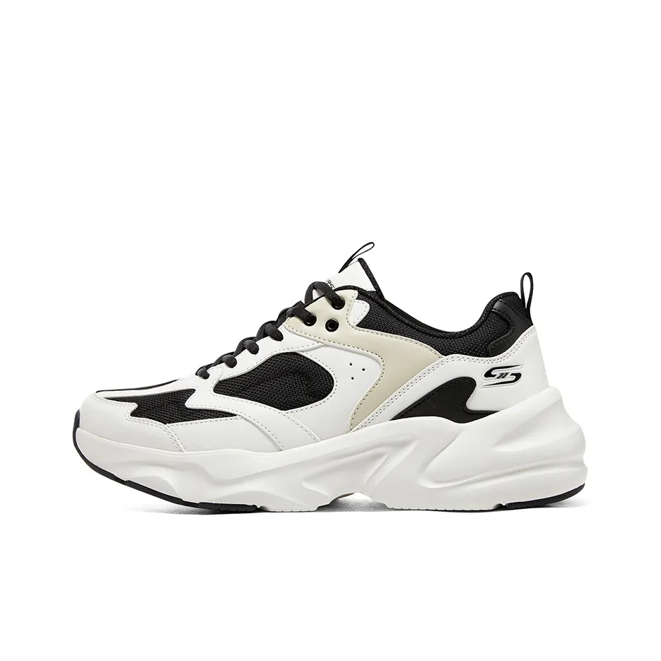 Skechers D'LITES Wave Rider Low Top Chunky Sneakers Men's White Black Beige