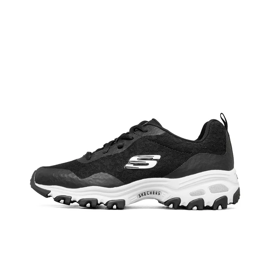 Skechers D'LITES 1,0 Амортизация и Дышащий Низкий Топ Толстая Подошва Кроссовки Женские Черный Белый