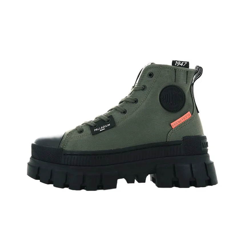 Palladium Revolt Hi Tx Star Slip Resistant, Abrasion Resistant, Breathable High Top Canvas Shoes Women's Army Green