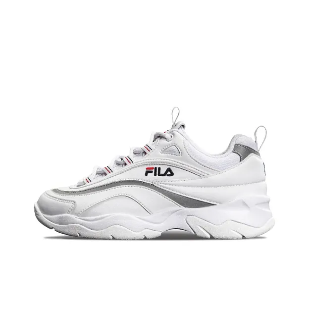 FILA Ray Heritage Ray Lightweight Low Top Crepe Sneakers Unisex White Korean Style FILA Ray Heritage Ray Легкий Низкий Топ Креп Кроссовки Унисекс Белый Корейский стиль