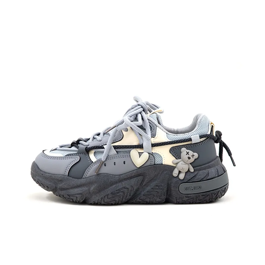 A M Толстая подошва кроссовки 5 см женские серые