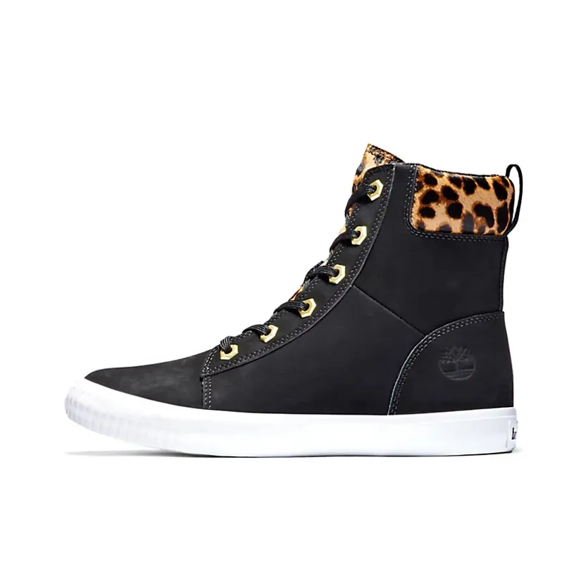 Timberland SKyla Bay 6 Inch Boot 'Black Nubuck Wtih Cheetah Collar' Women's