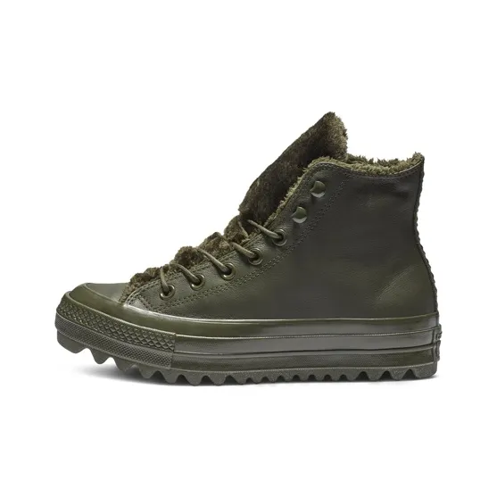 Converse Ctas Lift Ripple Hi High Top Canvas Shoes Women's Army Green