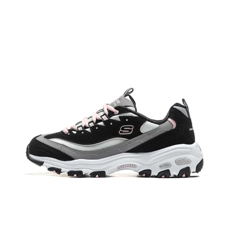 Skechers D'LITES 1.0 Milk Tea Bear, Vintage, Black Sugar Milk Low Top Chunky Sneakers Women's Black Gray