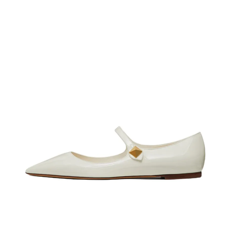 Valentino Tiptoe Enamel Casual Single Shoes Women's White