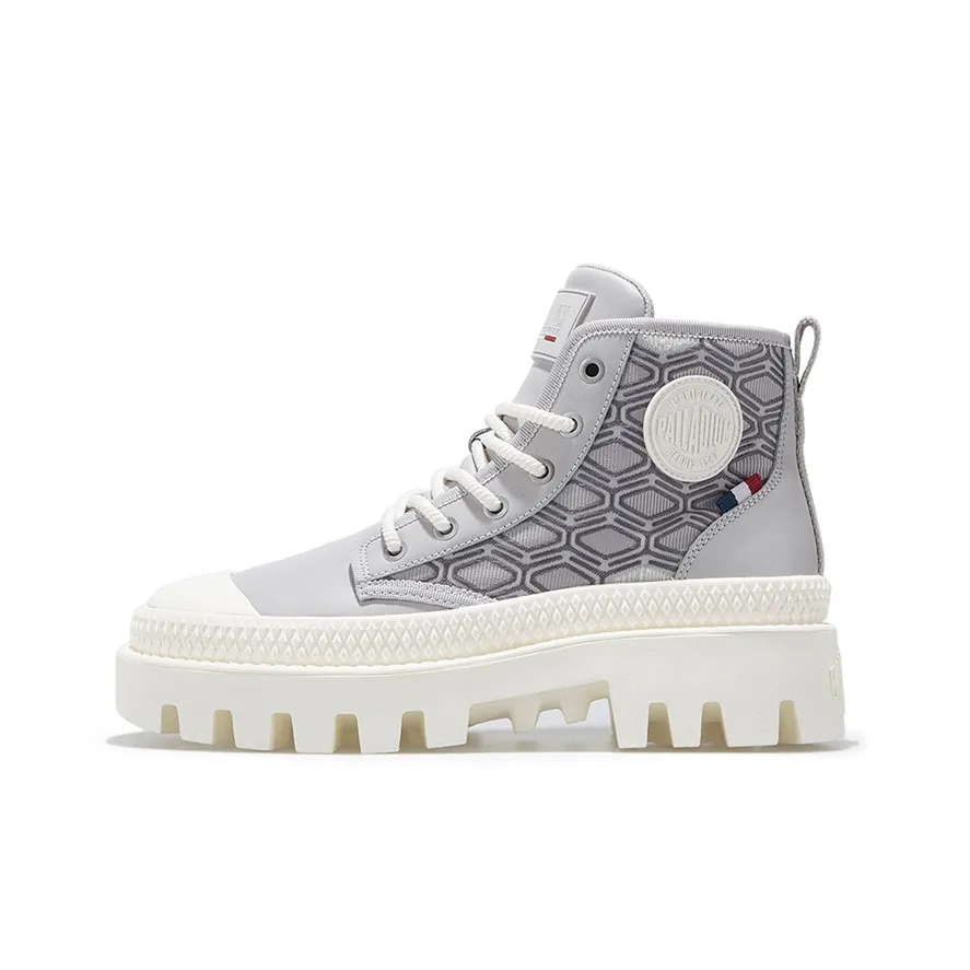 Palladium Pampa Устойчивые к истиранию противоскользящие визуально увеличивающие рост высокие кеды унисекс серо-белые
