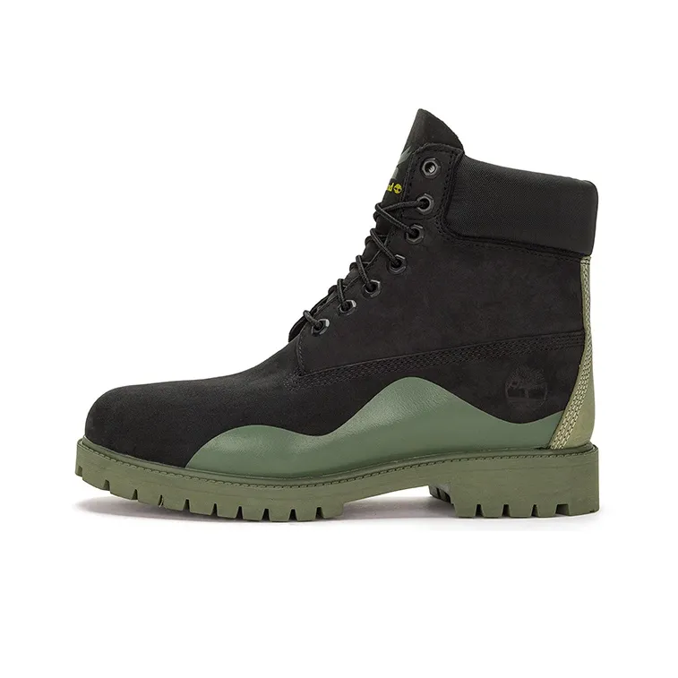 Timberland Heritage 6 Inch Waterproof Boot 
Black Nubuck With Green
