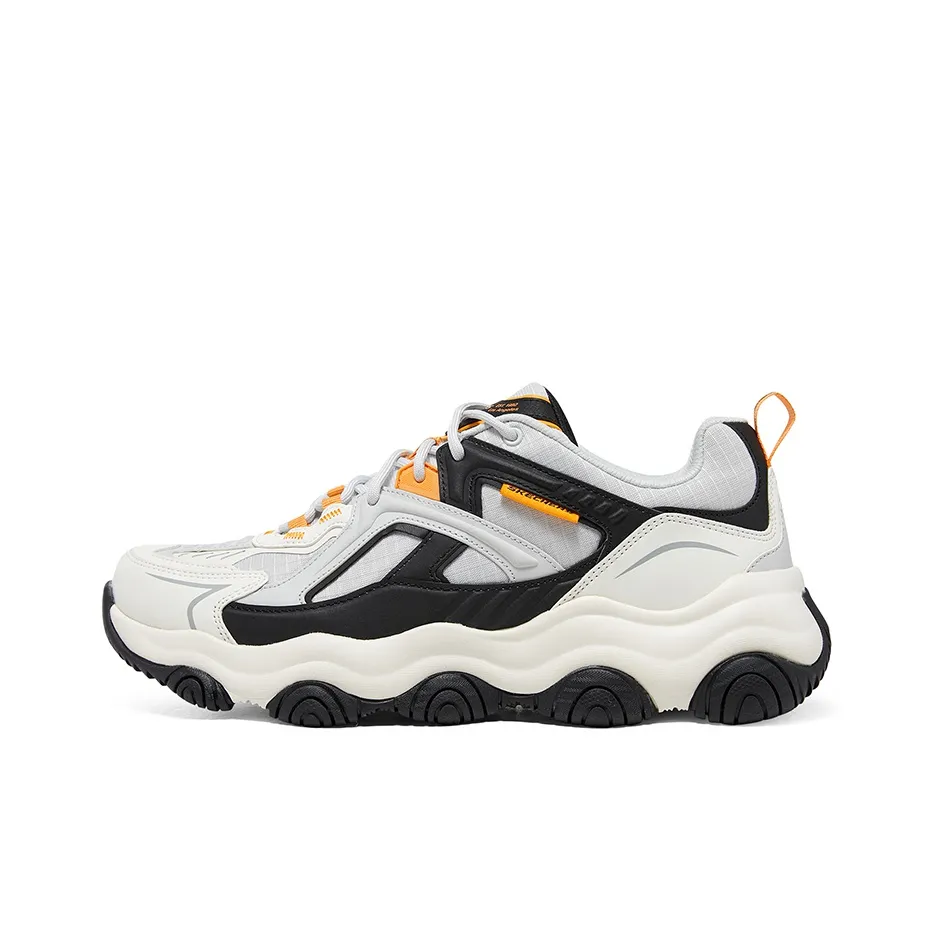 Skechers D'LITES Purple Bear Low Top Chunky Sneakers Men's Black White Orange